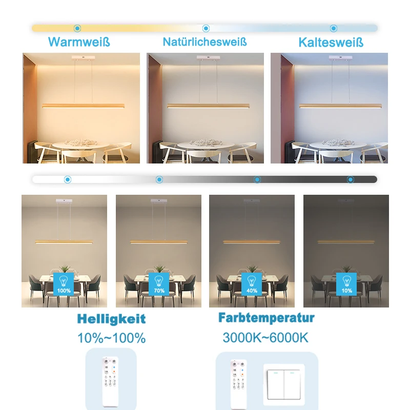 Lampu gantung LED, lampu gantung kayu, lampu meja makan, lampu langit-langit dapat diredupkan, lampu kayu untuk restoran, kantor, ruang tamu, dapur