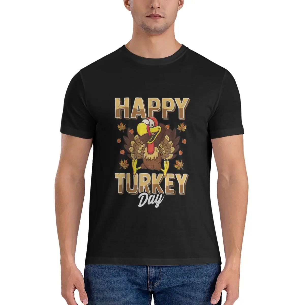 Men's T Shirt Thanksgiving turkey 100% Cotton Clothing Funny Short Sleeve Round Neck Tee Shirt T-Shirt official-website fugees