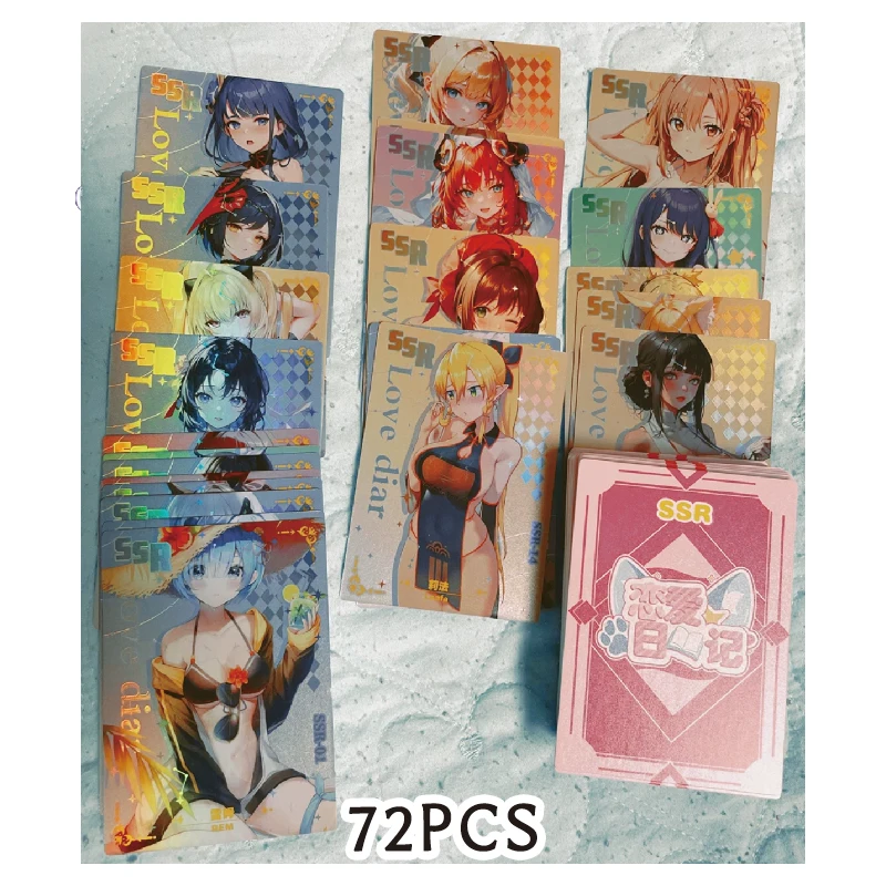 Love Diary Anime Characters Puzzle-Ssr-Cp-Qr-Ur Series Anime Characters Children\'s Toys Bronzing Color Flash Collection Cards