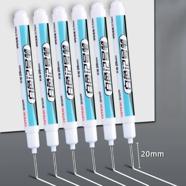 0.7mm White Paint Marker Pen 20cm Deep Hole Markers Pen Set Wodoodporne trwałe pisaki olejowe do płytek szklanych Rock Wood Metal Glass