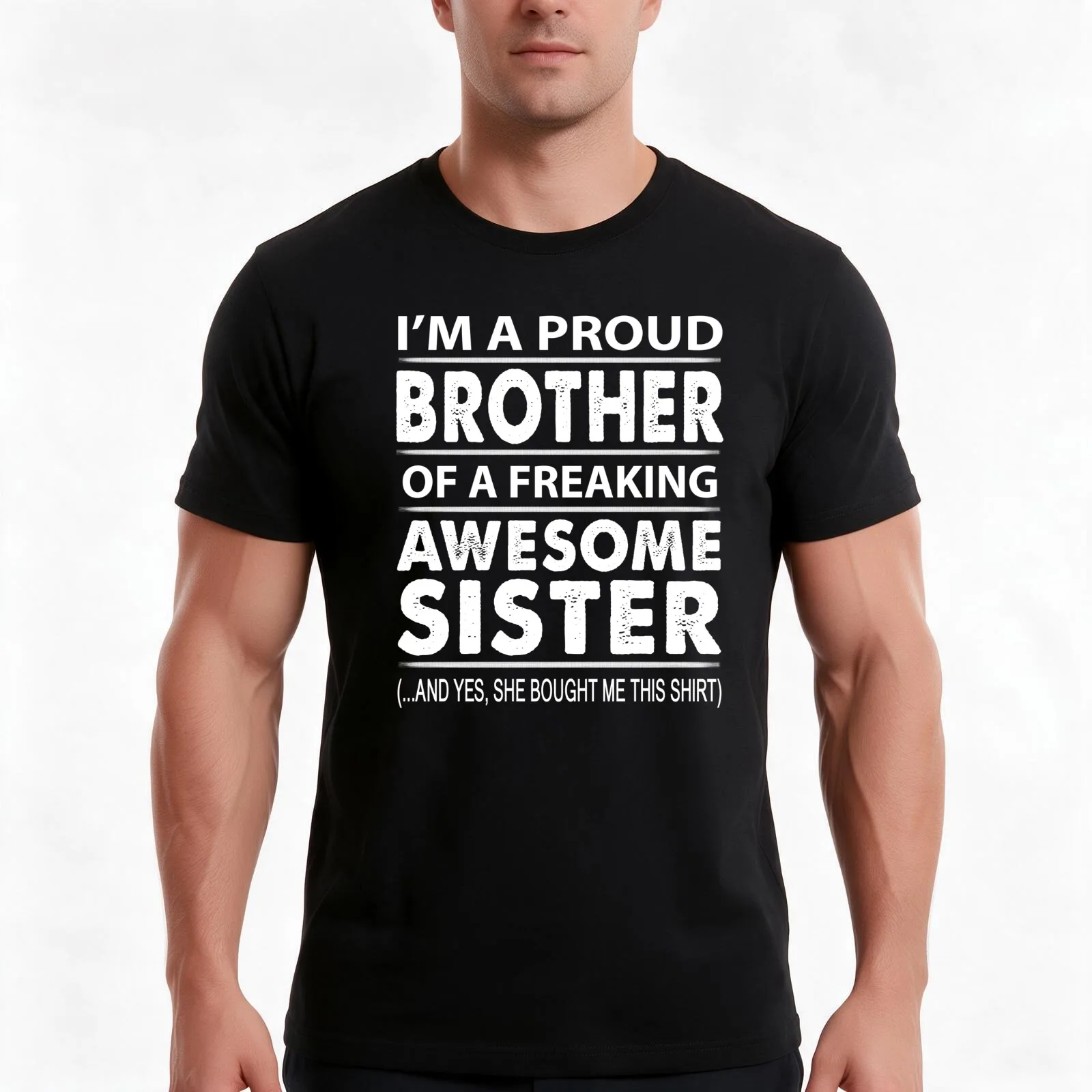Proud Brother Of A Freaking Awesome Sister T-Shirt, Summer Casual Cotton Tee, Oversized Streetwear Tops, Vintage Graphic Print
