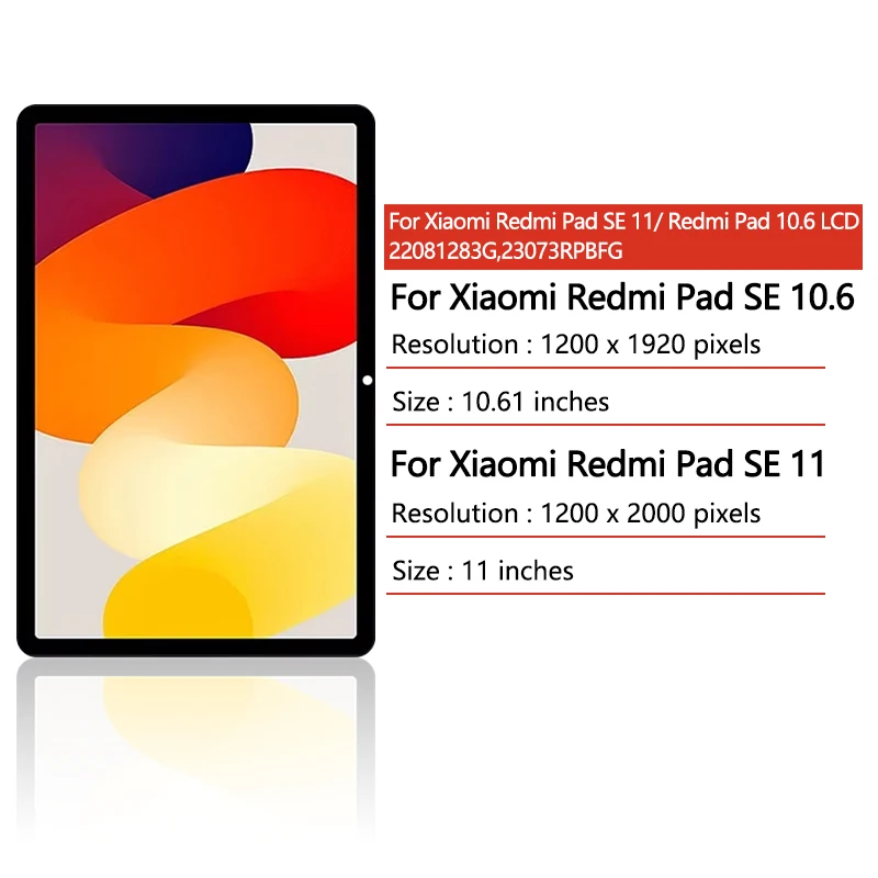 GEFENSI Tested For Xiaomi Redmi Pad SE 11 Redmi PAD 2 2nd 23073RPBFC LCD Display+Touch Screen For Redmi Pad 10.6 22081283G LCD
