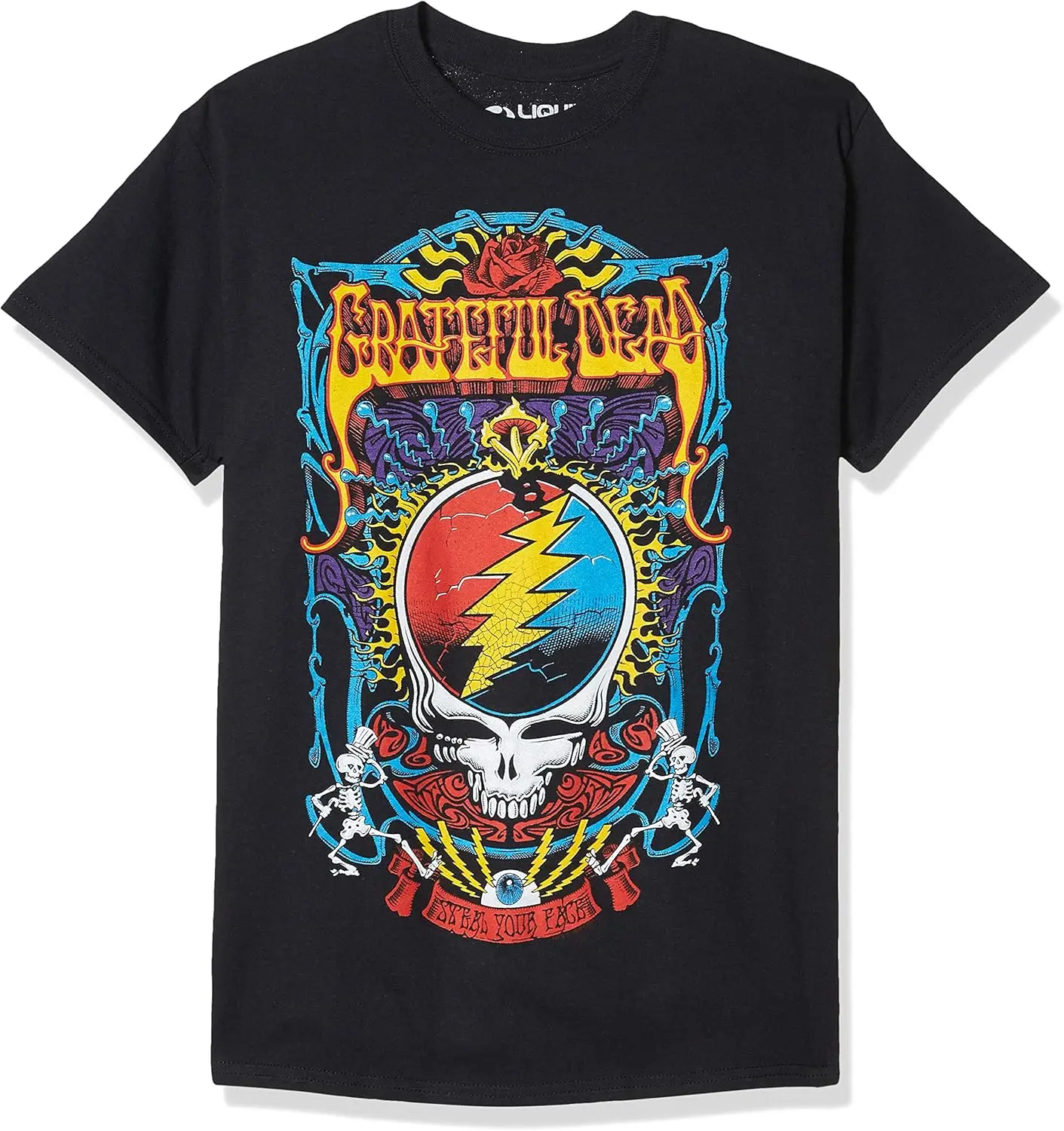

Grateful Dead Lightning Skull T-Shirt Classic Band Logo Print Black Short Sleeve Cotton Tee Unisex Top for Men Women Vintage Str