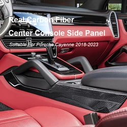 For Porsche Cayenne 2018 2019 2020 2021 2022 2023 Real Carbon Fiber Car Central Control Gear Shift Side Panel Cover Trim Sticker