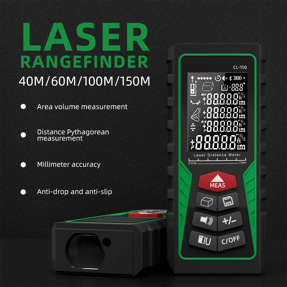 620nm Laser Distance Meter Laser Measuring Tape Digital Rechargeable 100 Meter Laser Distance Meter