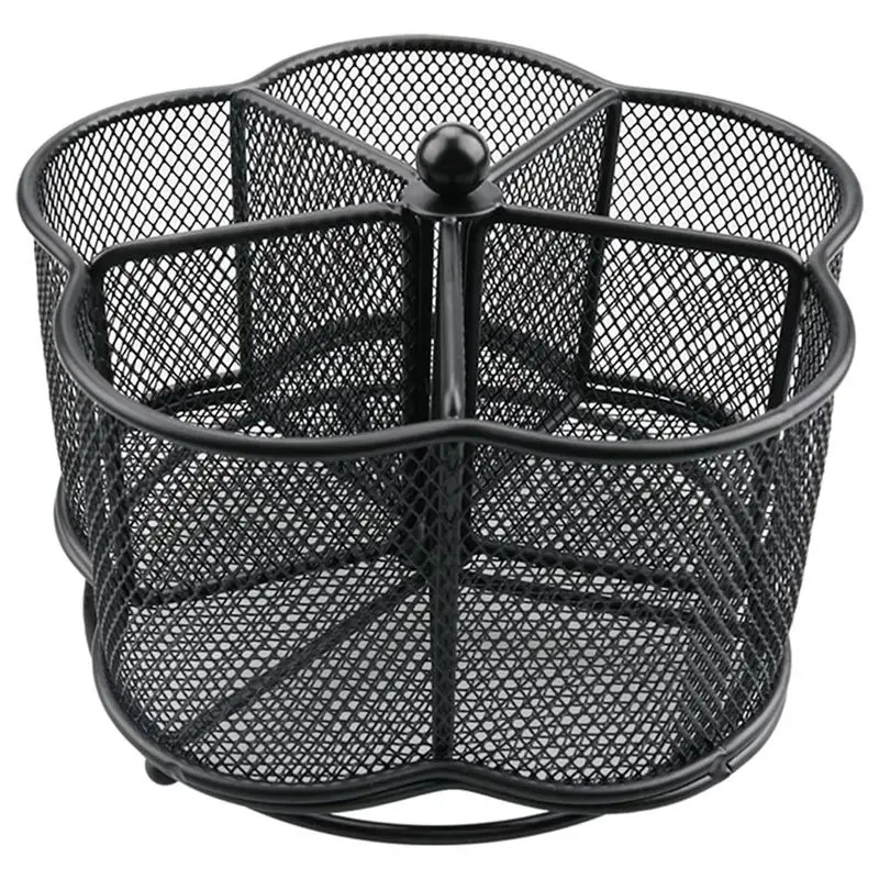 360° Rotating Silverware Utensil Holder - 5 Compartment Whirling Utensil Holder Kitchen for Spoon Fork Flatware Storage