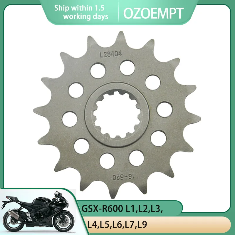 OZOEMPT 520-16T Motorcycle Front Sprocket Apply to GSX-R600 L1,L2,L3,L4,L5,L6,L7,L9    GSX-R600 M0,M1