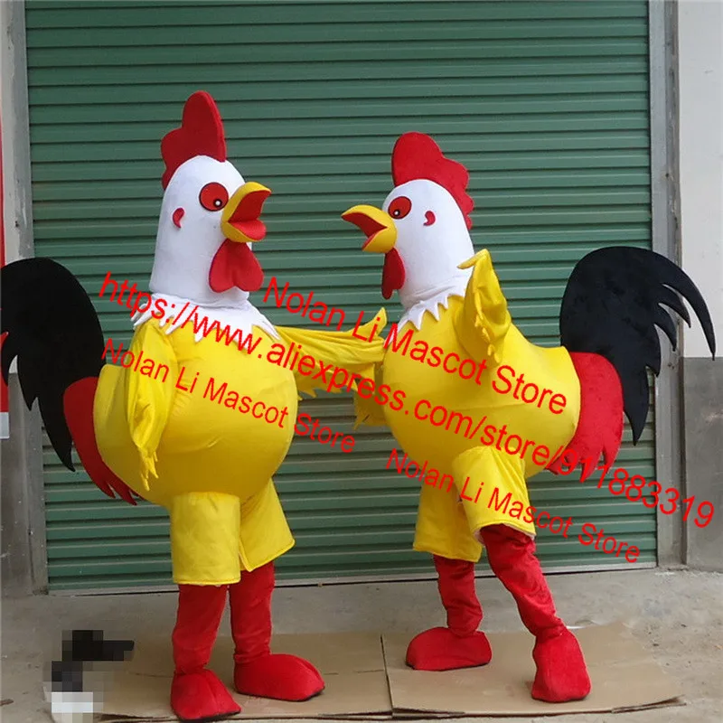 Hot Sale Adult Size Yellow Black Red White Rooster Mascot Costume Cosplay Cartoon Anime Masquerade Birthday Party Gift 1008