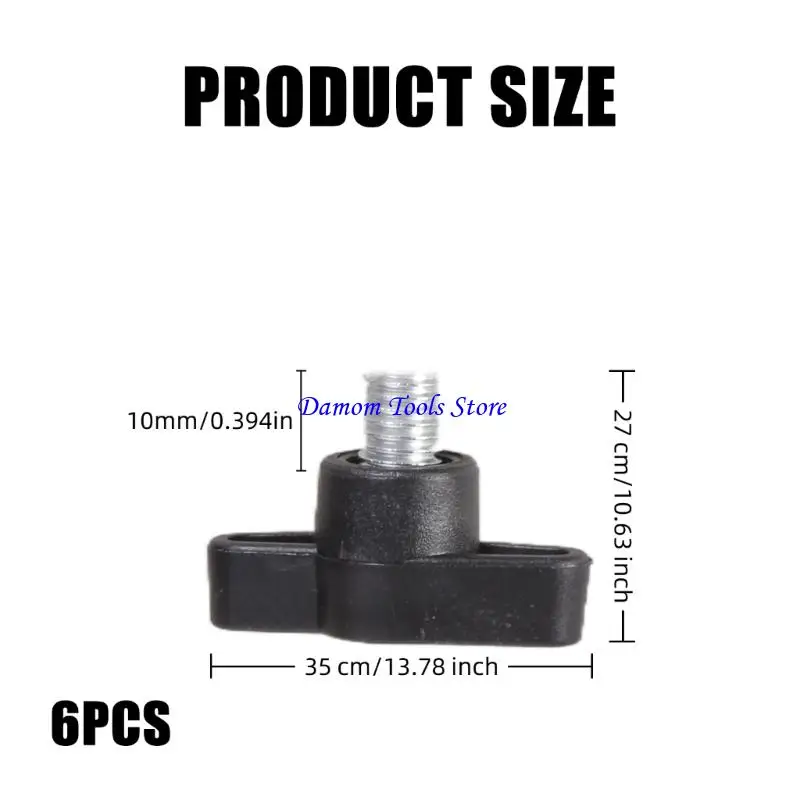 57BE 6pcs Rustproof Fastening Screws Plastic Handle Carbon Steel Hand Bolts Secure Fastening Frequent Adjustments for Crafts