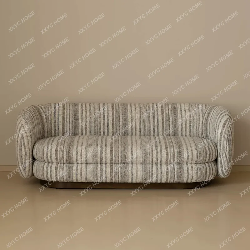 Medieval style living room fabric sofa small apartment double seat retro striped sofa B & B leisure sofa