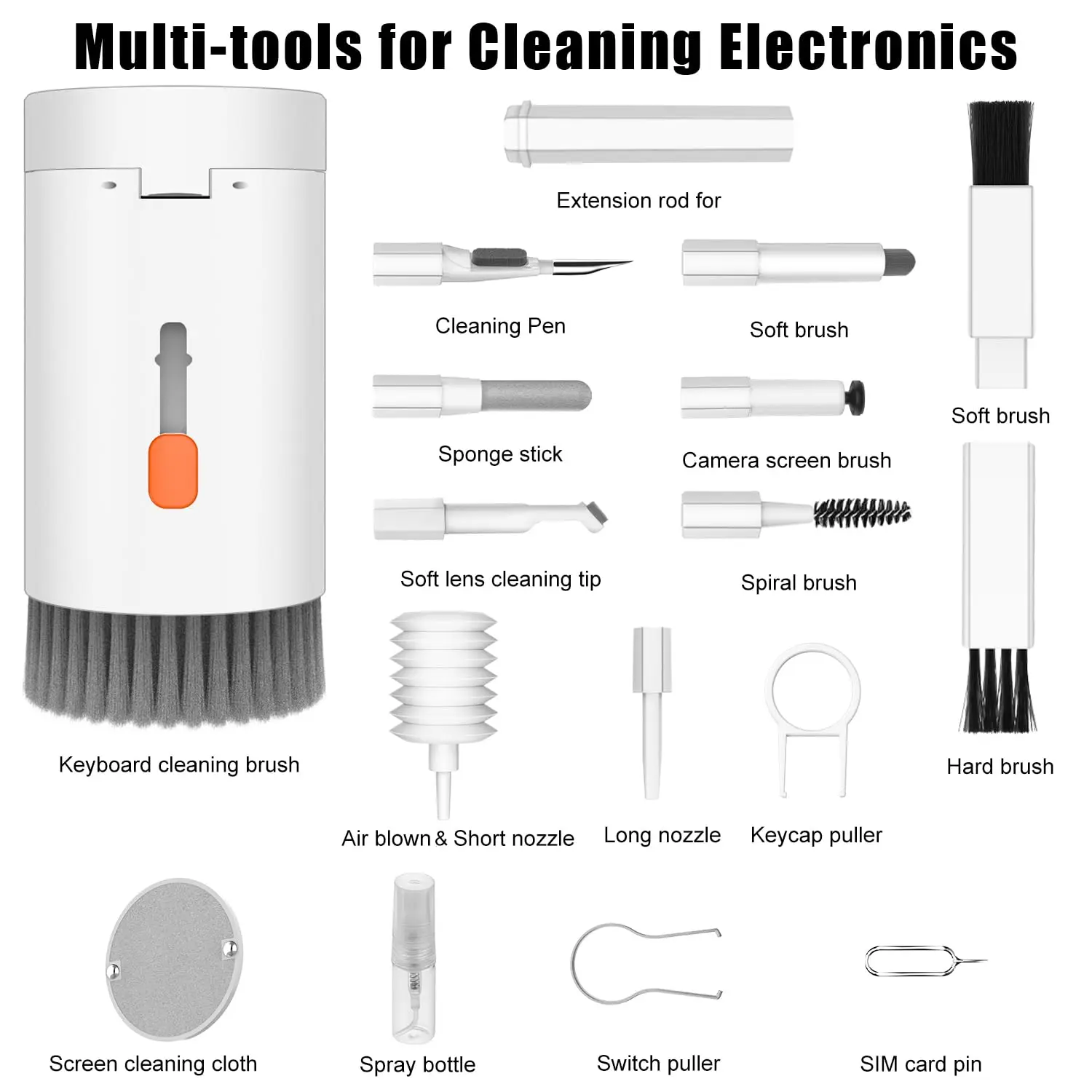 20 in 1 Multifunctional Cleaner Kit for Electronic Devices (White) | Keyboard Cleaning Brush, Headphones Cleaner Kit for AirPods