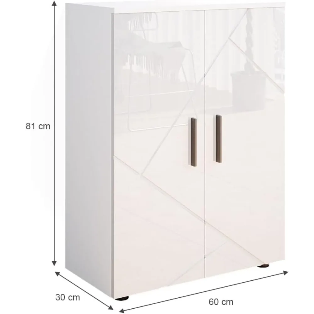 خزانة حمام ايرما بيضاء لامعة عالية 60 × 81 سم #3