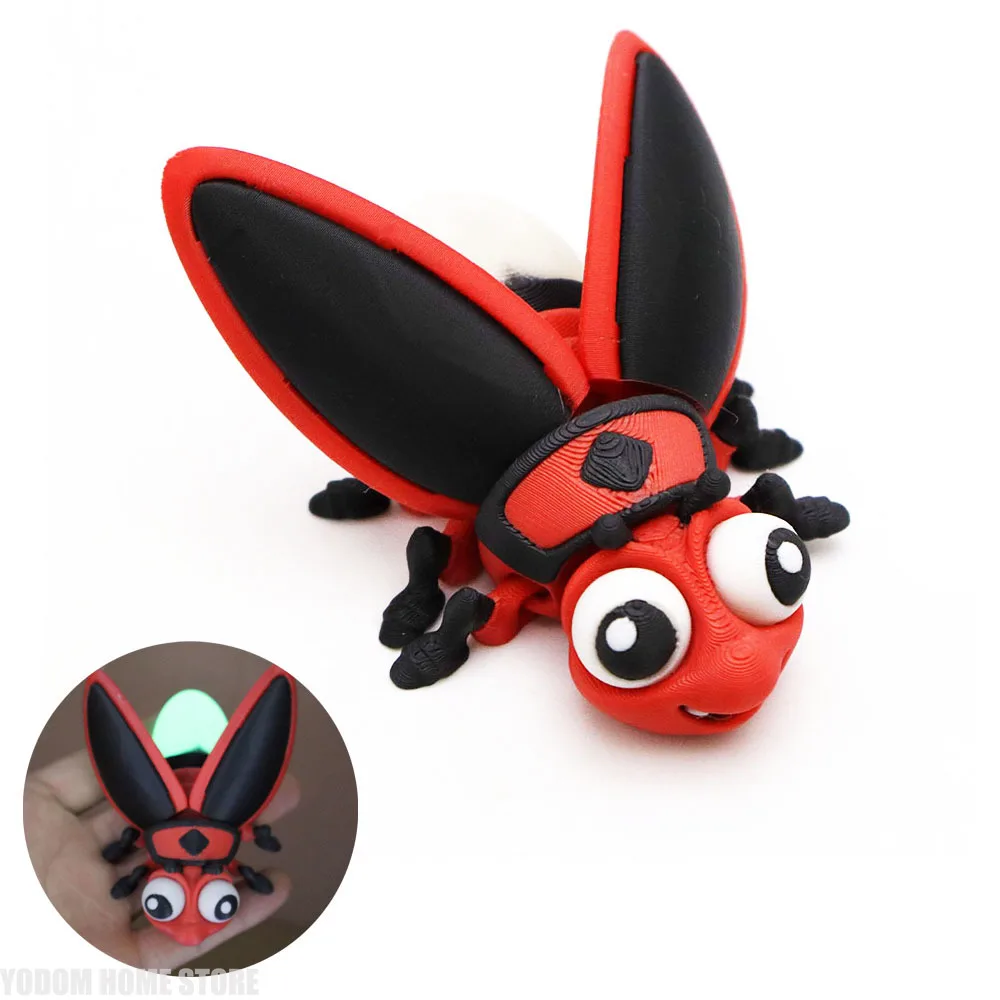 3D Printed Glow in the Dark Firefly Figure Colorful Cute Doll Home Decor Kawaii Desk Decoration Gift