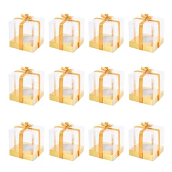 12pcs Transparent Cake Box Cupcak Dessert Pastry Baking Packaging Boxes Container Wedding Birthday Party Supplies Gifts Decor