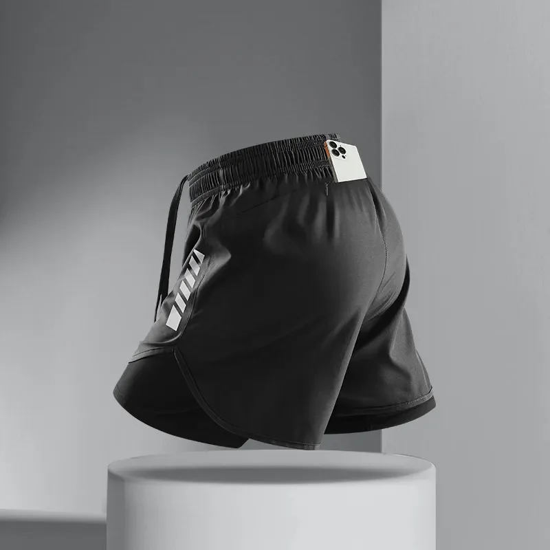 

Running shorts - suitable for summer, with breathable lining for holding mobile phones, five-pocket pants, marathon fitness wear