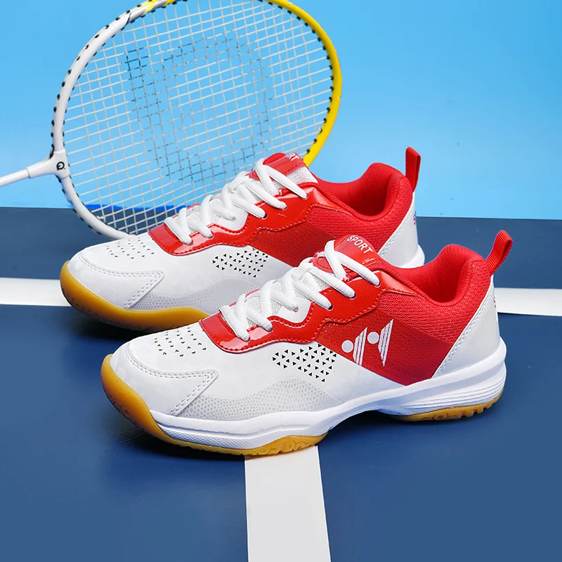 Tênis leves respiráveis para mulheres, Sapatos de badminton antiderrapantes, Tênis vermelhos para mulher, Alta qualidade