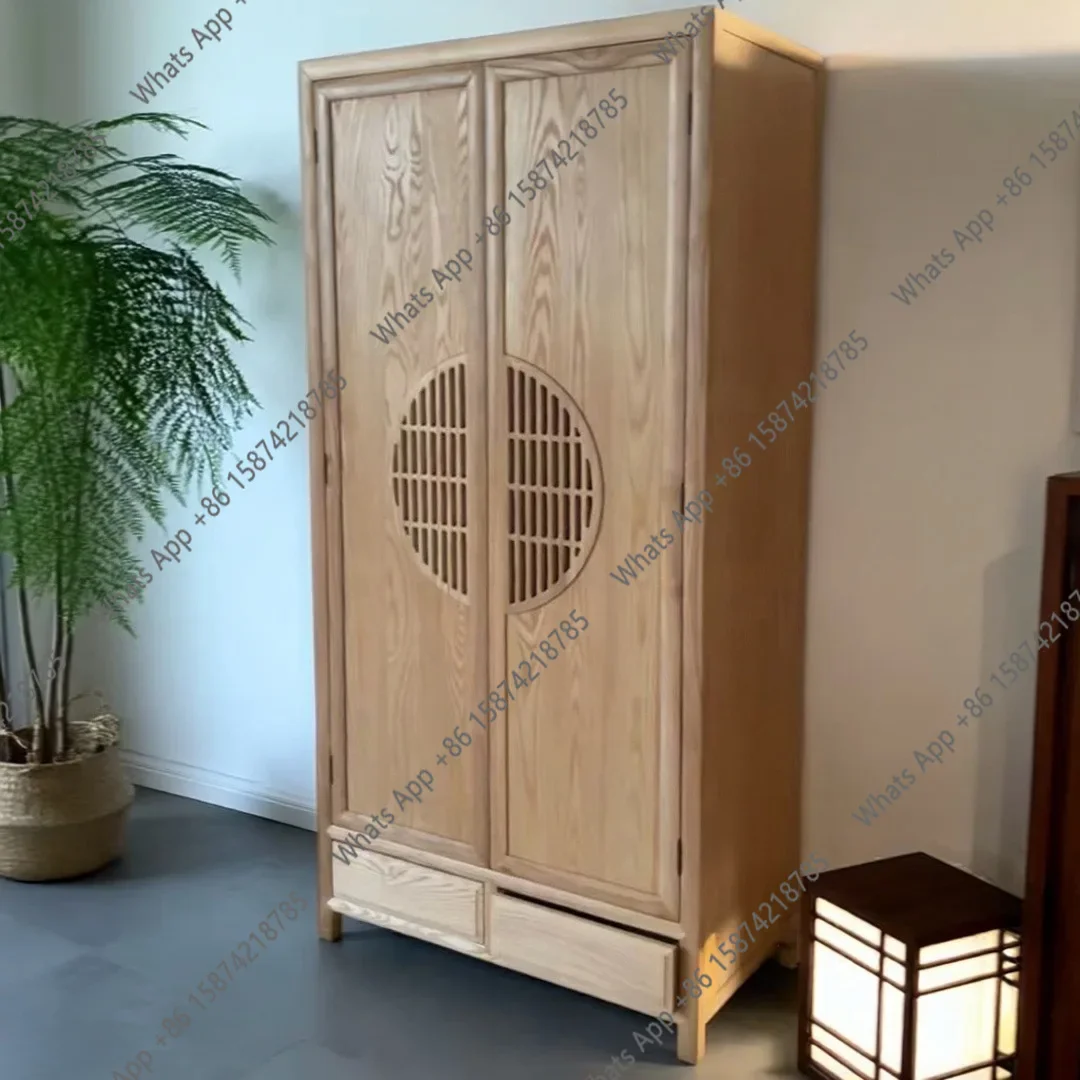 X30 New Chinese Ash Wood Wardrobe Household Bedroom Large Wardrobe Solid Wood Large Capacity Storage Cabinet Bedroom Decoration