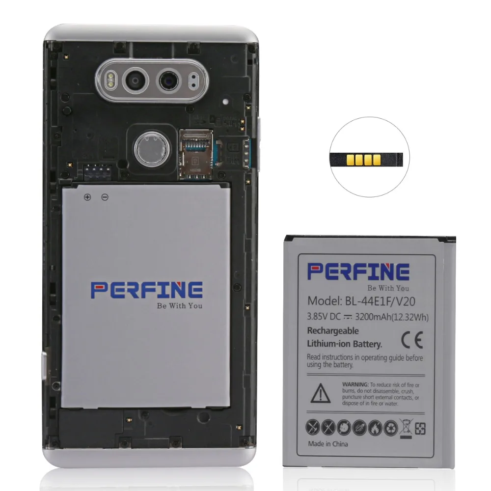 2pcs Perfine V20 3200mAh Battery BL-44E1F for LG V20 H910 Stylo 3 LS777 Stylus 3 LG-M400Y Replacement Batteries Fast Shipping
