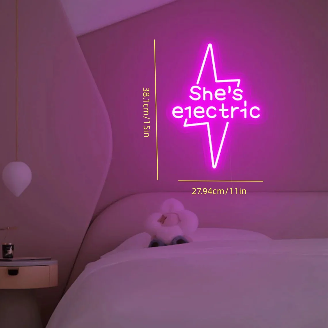 She's Electric neon sign, rock band vibe neon, modern apartment wall decoration, lyric neon art, trendy wall art