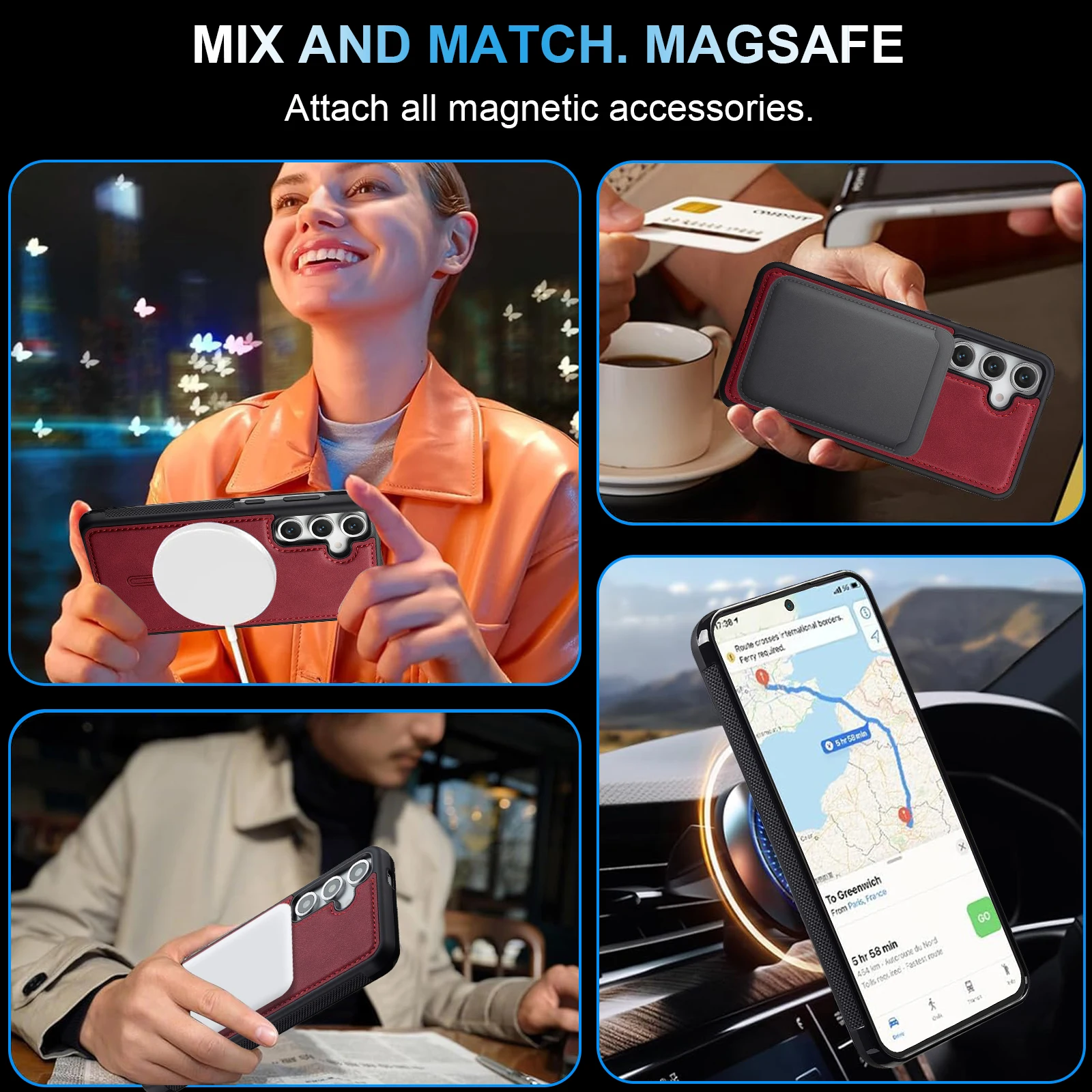 Leather Cover for Samsung A56 A55 A54 A36 A35 A17 A16 A15 5G Phone Case with Support Magnetic Attraction Feature - náhled 4