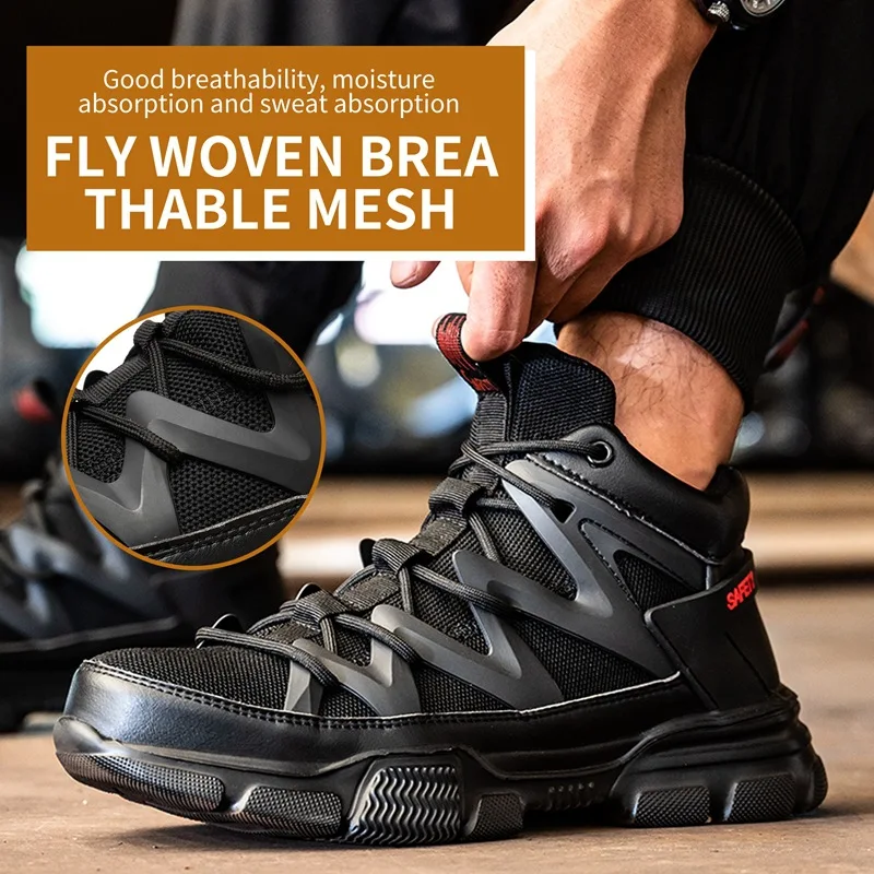 Summer Work Safety Shoes Men Safety Boots Anti-smash Anti-stab Work Shoes Sneakers Steel Toe Shoes Male Work Boot Indestructible