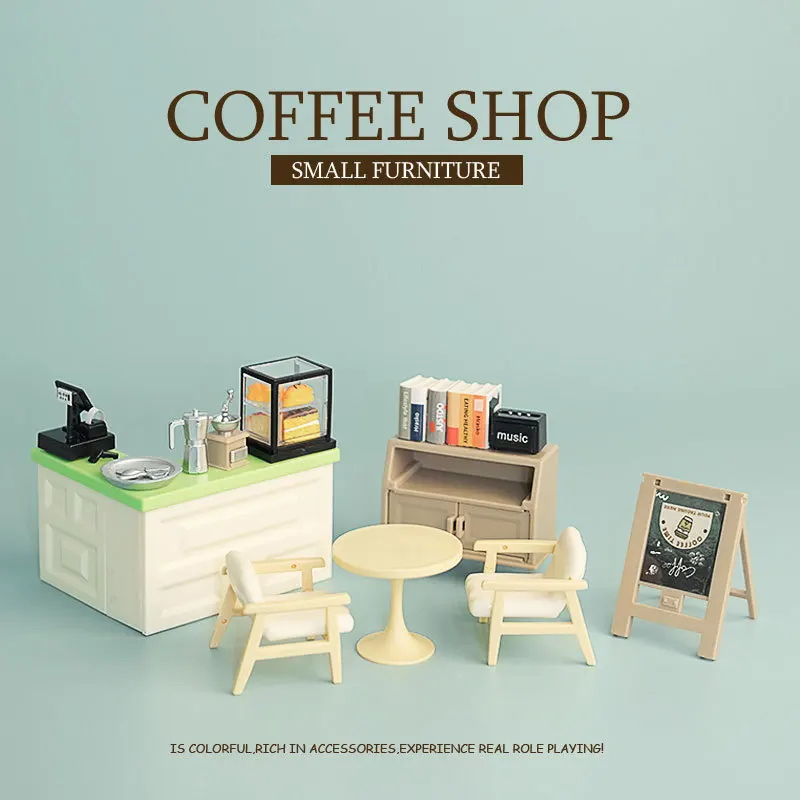 DIY escena en miniatura montaje modelo a juego Mini tienda de conveniencia caja registradora carrito de compras estante juguetes para jugar a las casitas para niños