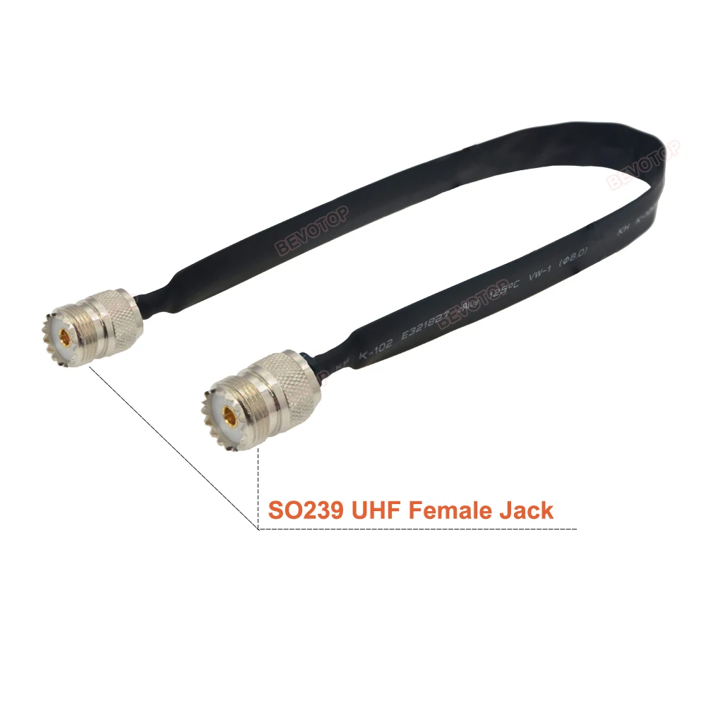 Door/Window Pass Through Flat RF Coaxial Cable SO239 UHF Female to UHF Female 50 Ohm RF Coax Pigtail Extension Cord BEVOTOP