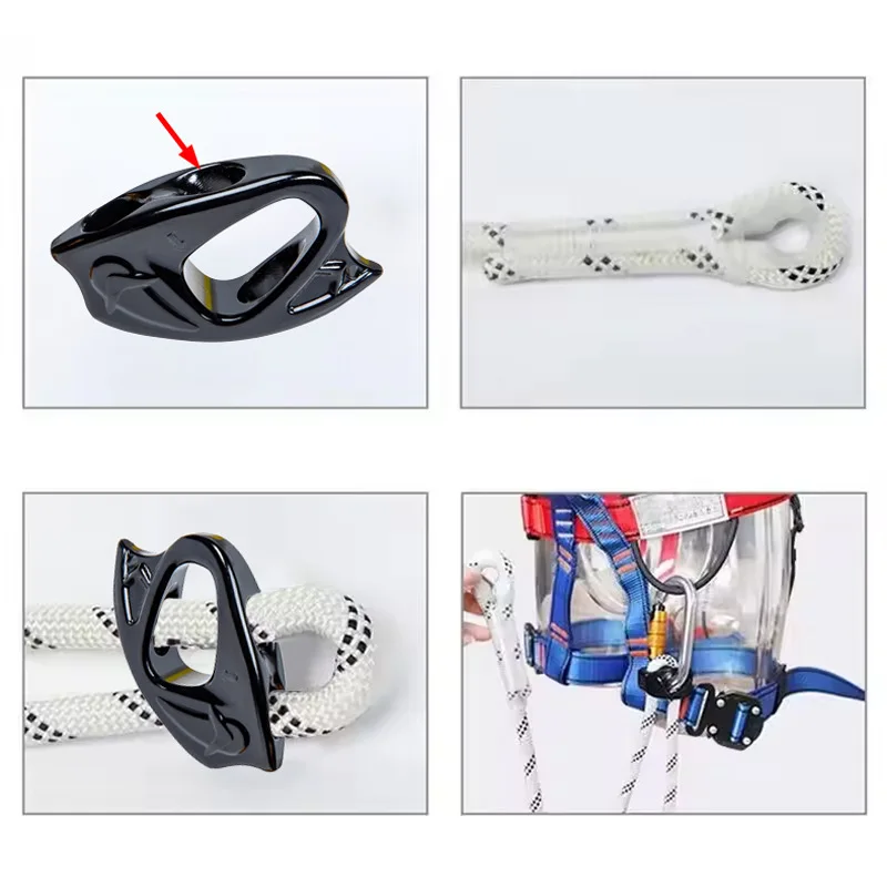 Outdoor Climbing Cow Tail Buckle Adjuster Rope Self-locking Anti-fall Descender