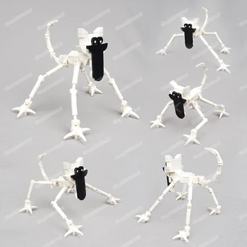 Pernas longas horror branco sonolento gato bloco de construção monstro montar cumprir moc jogo cenas tempo jogo modelo presente da criança menino brinquedo