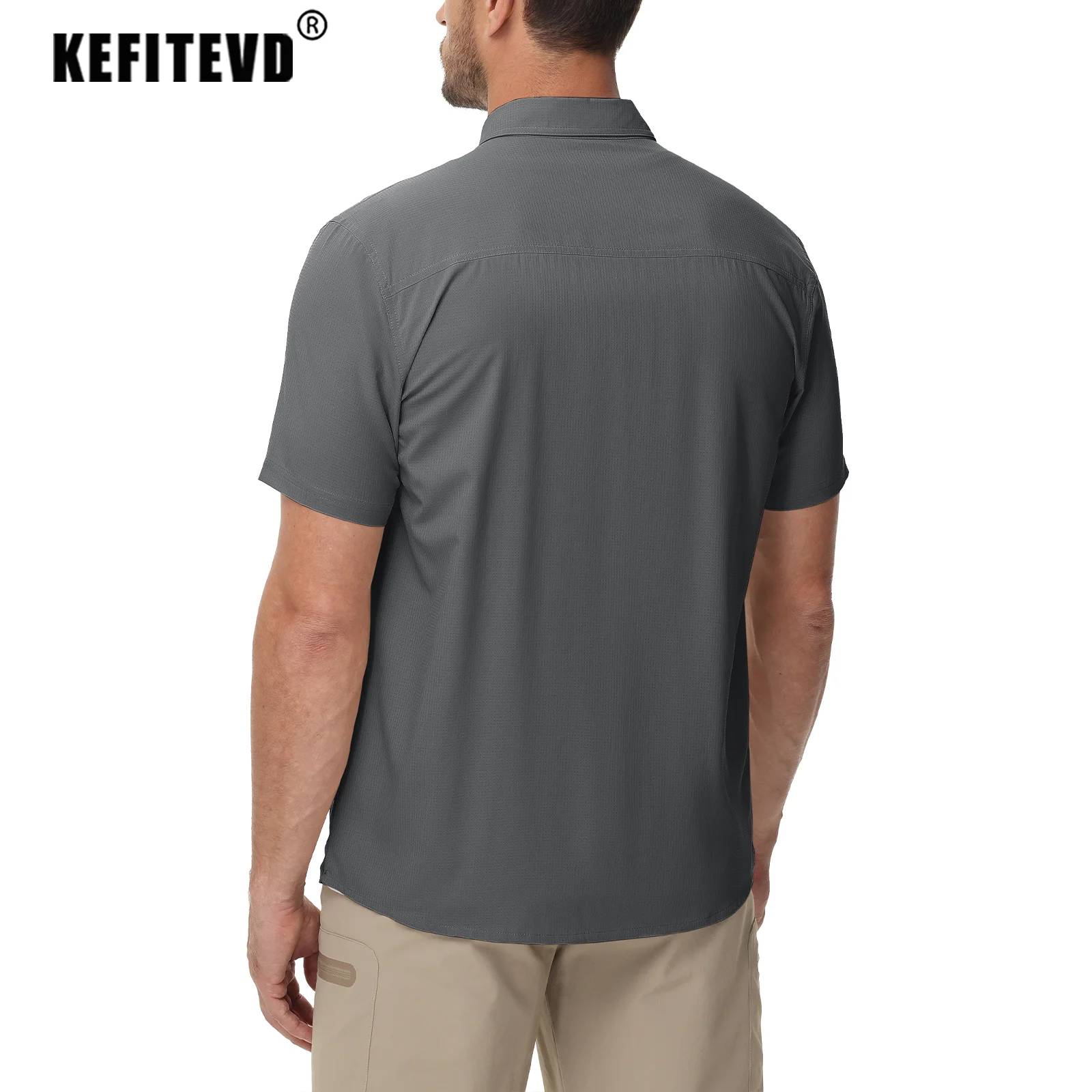 KEFITEVD Men's UPF 50+ Fishing Shirts Short Sleeve Quick Dry Sun Protection Lightweight Breathable T-Shirts Outdoor Hiking Tops