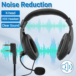 BAOFENG UV-5R Walkie Talkie Headset with Mic PTT 2 pin VOX Earphone Noise Reduction Stretchable For UV-21 PRO Quansheng K5 K6
