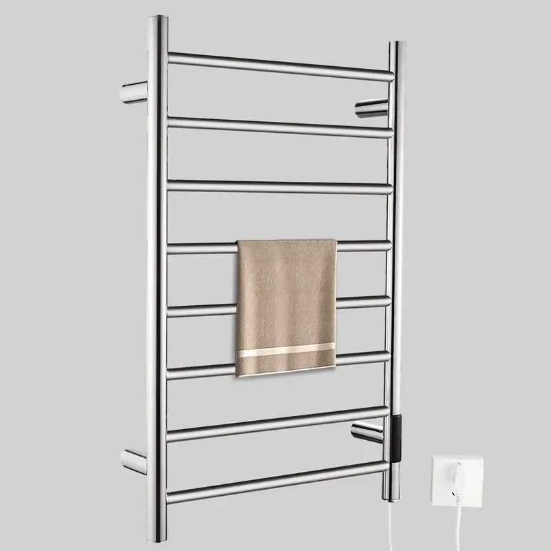 304 Stainless Steel Electric Towel Warmer Round Wall Mounted Bathroom Heater Rack for Hotel Apartment Home Use Durable Design