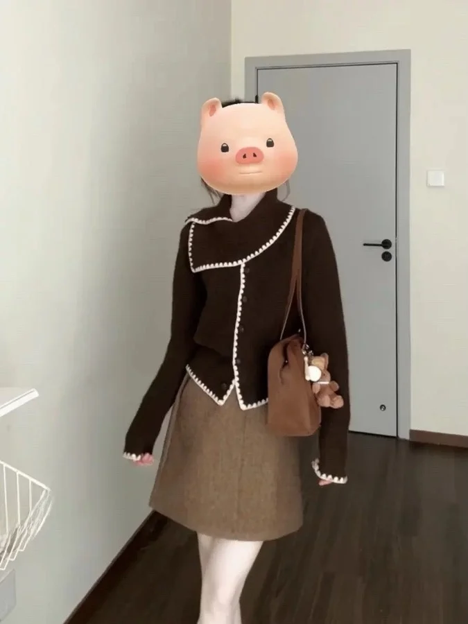 

Женский свободный вязаный свитер Long Sve с шарфом Ne Design, осенне-зимний модный удобный мягкий трикотаж