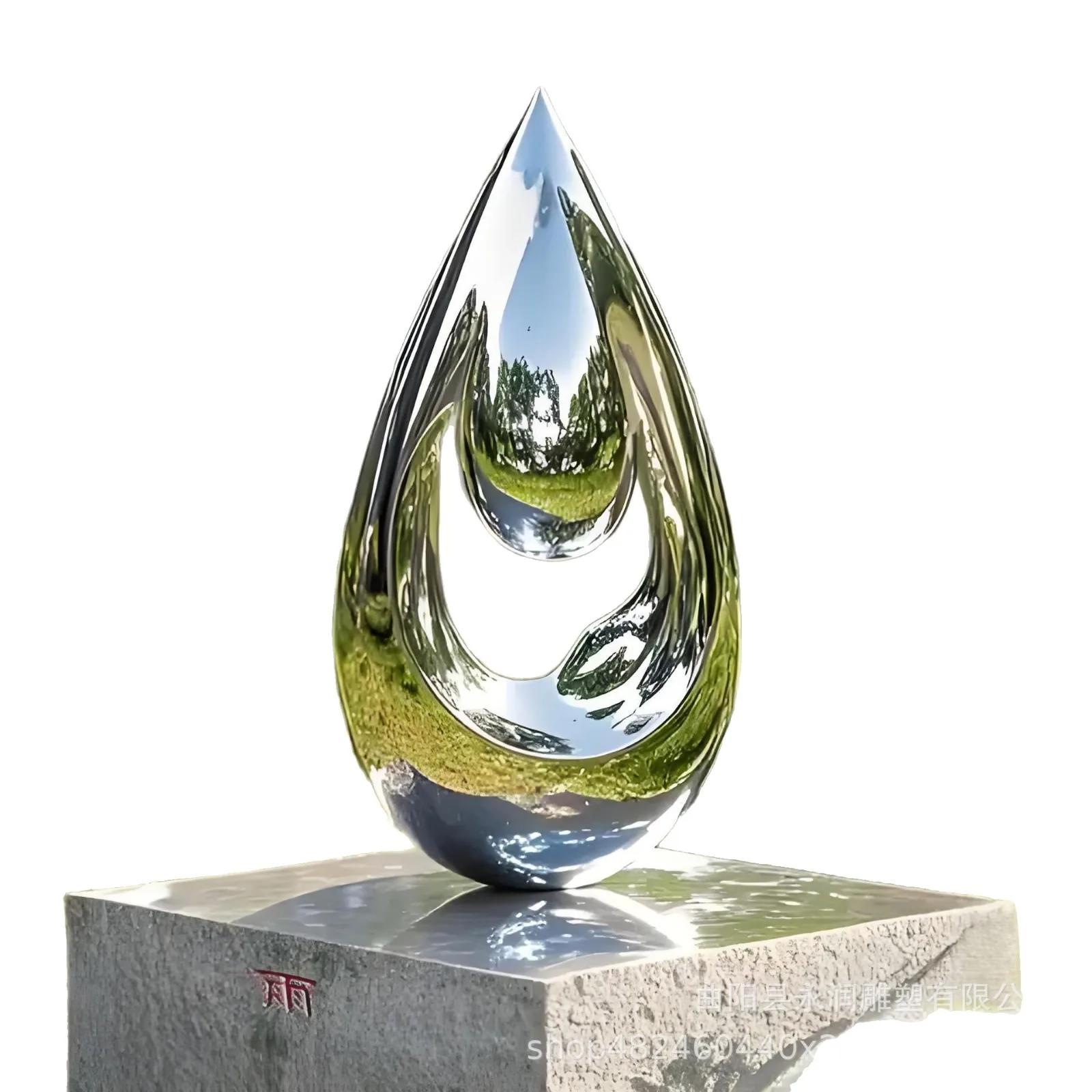 Stainless steel sculpture abstract mirror cartoon animal grass square city hotel lobby villa learning campus sculpture