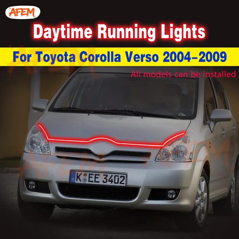 Auto LED DRL Luce di marcia diurna 12V Decorazione Luce del cofano Lampada ambientale decorativa flessibile per Toyota Corolla Verso 2004-2009