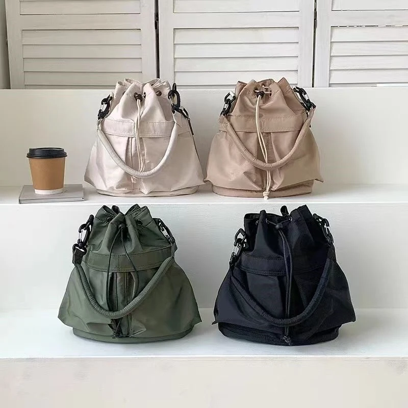 Women Shoulder bag nylon waterproof women large capacity handbag drawstring crossbody bag tote bag