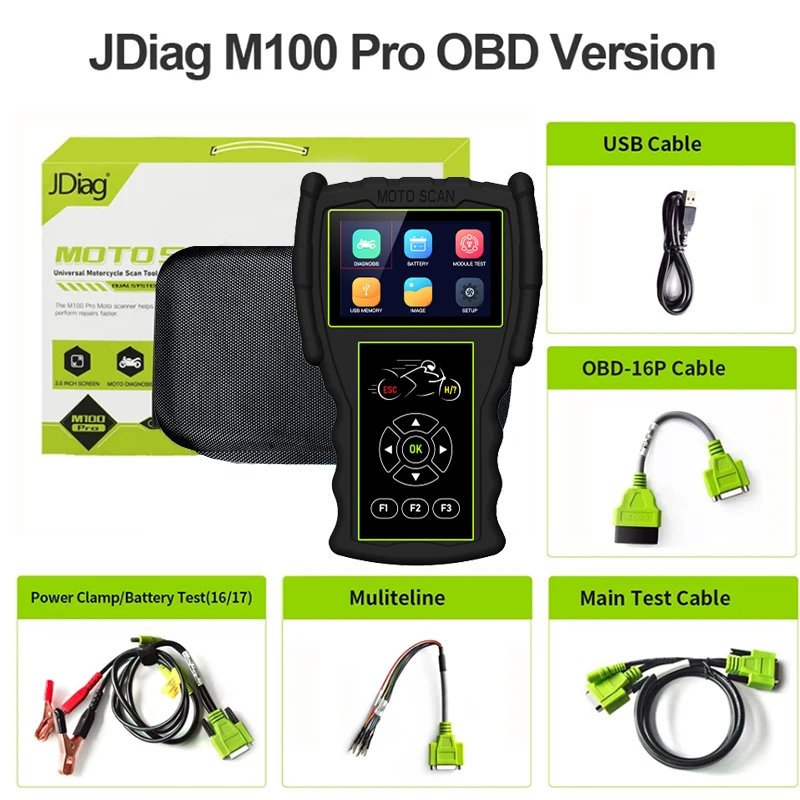 M100 Pro JDiag Motorcycle OBD2 Scanner Fault Code Reader For Kawasaki Yamaha Honda Multifunctional Moto Diagnostic Repair Tool