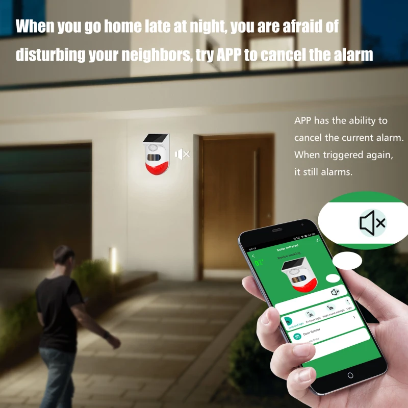 屋外ソーラーサイレン,防水,アプリ通知付き,ワイヤレス,アラーム,サウンドライト,ソーラー充電,フラッシュ