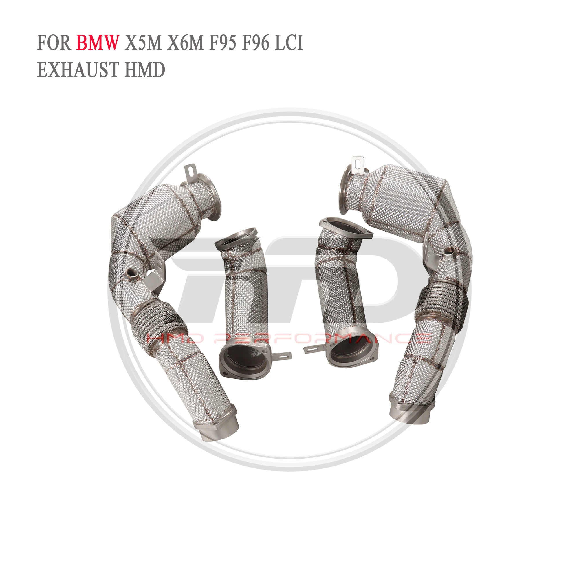 HMD رائجة البيع لا خطأ ضوء العادم SS304 النازل لسيارات BMW X5X6 G05 G06 M60i 2023 + 4.4T S68 المحرك V8 مع درع الحرارة #2