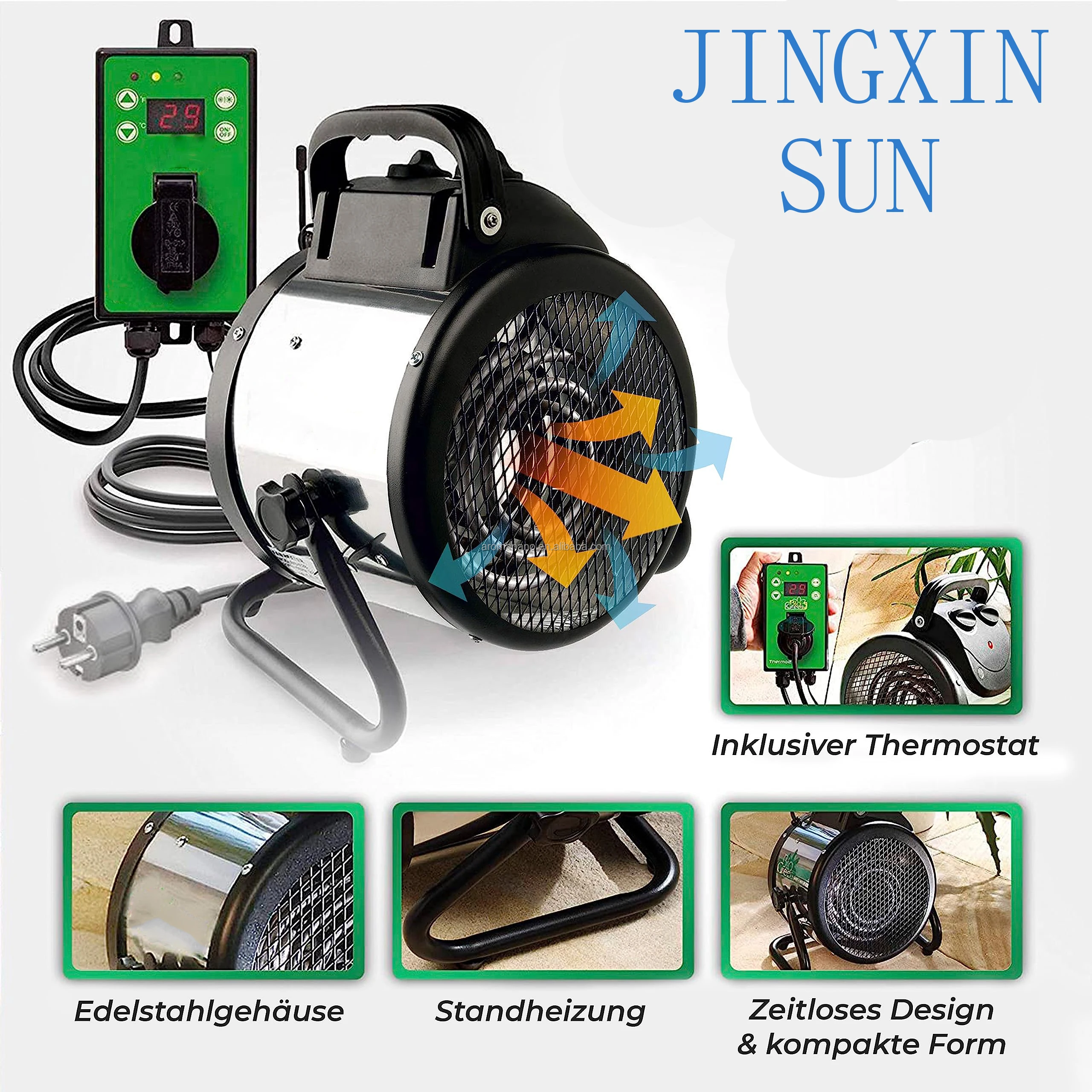 Electric Blower Heater 2000-Watt Digital Thermostat Splashproof Greenhouses & Plant Germination Equipment Accessories Heaters
