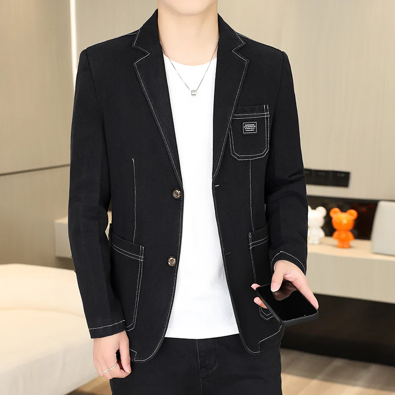 

Blazer Men's Fashion Solid Color Gentleman's Casual Business Versatile Outdoor Sports Wedding Ultra-thin Breathable Denim Blazer