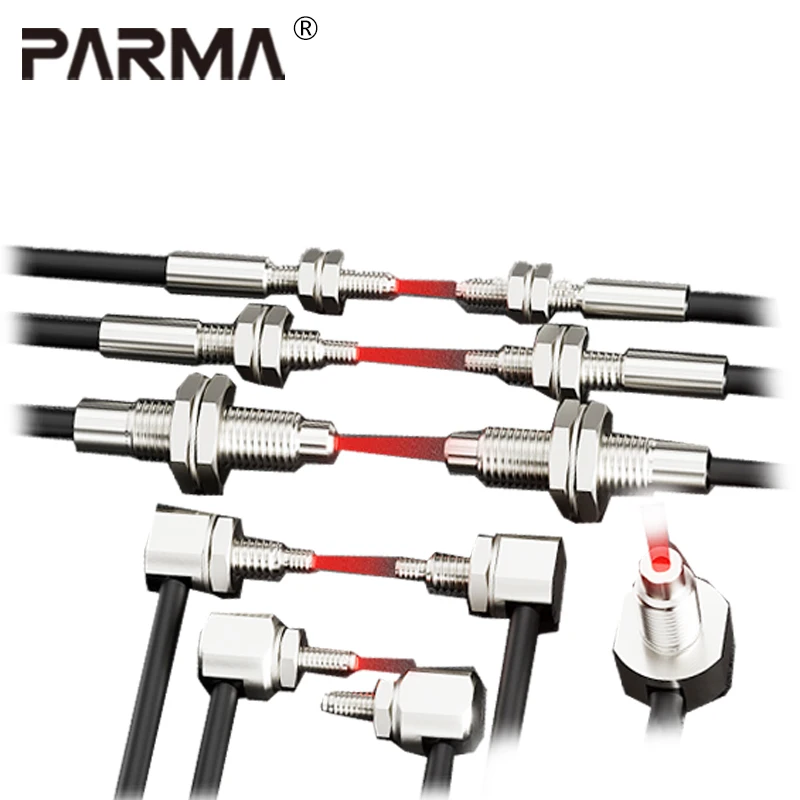 The high-temperature resistant 200-degree optical fiber sensor amplifier is a right-angle M3, M4, and M6 glass optical fiber