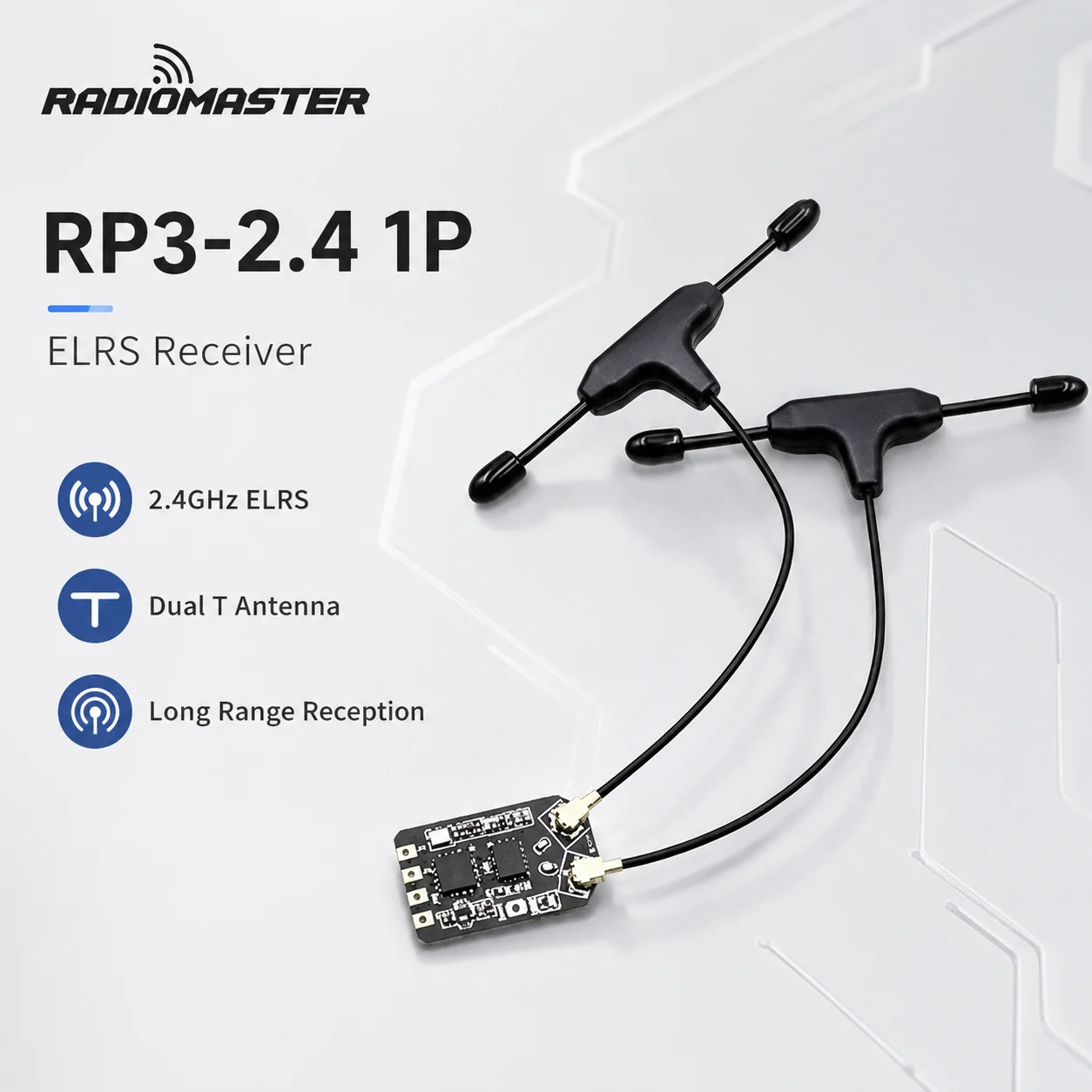 RadioMaster RP3 V2 ExpressLRS 2.4GHz ELRS Nano Diversity Receiver Dual Antenna 100mW Telemetry TCXO CRSF for FPV Drone FPV Parts