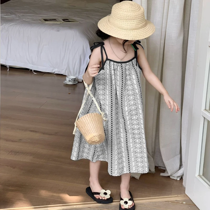 Bohemian printed style vacation dress For 1-9 Yrs Baby Girls 6.1 Children's Day Party Costumes Sleeveless loose beach Dress 2026 image 2