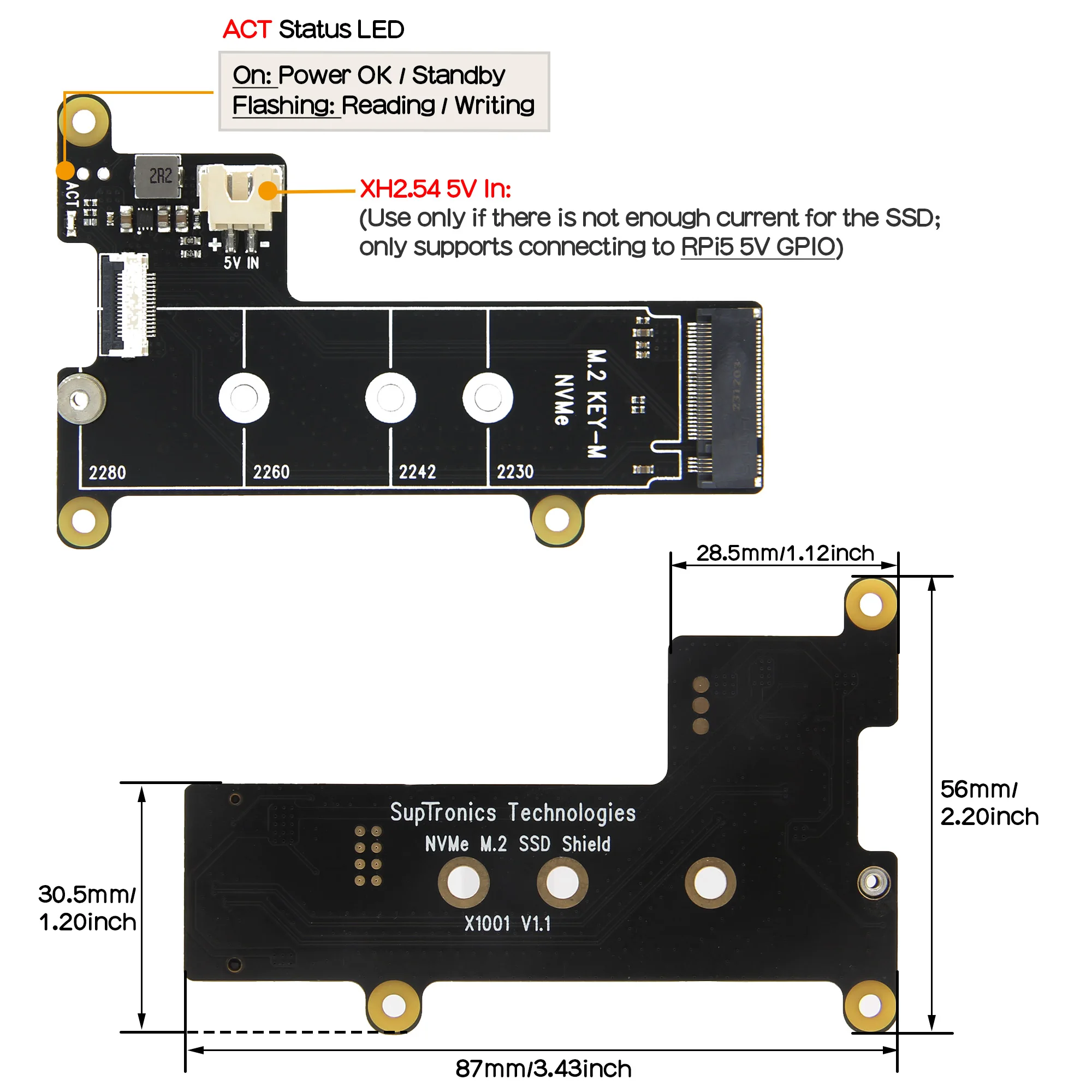 Geekworm X1001 PCIe zu NVMe M.2 SSD Shield Board für Raspberry Pi 5 – Detail 1