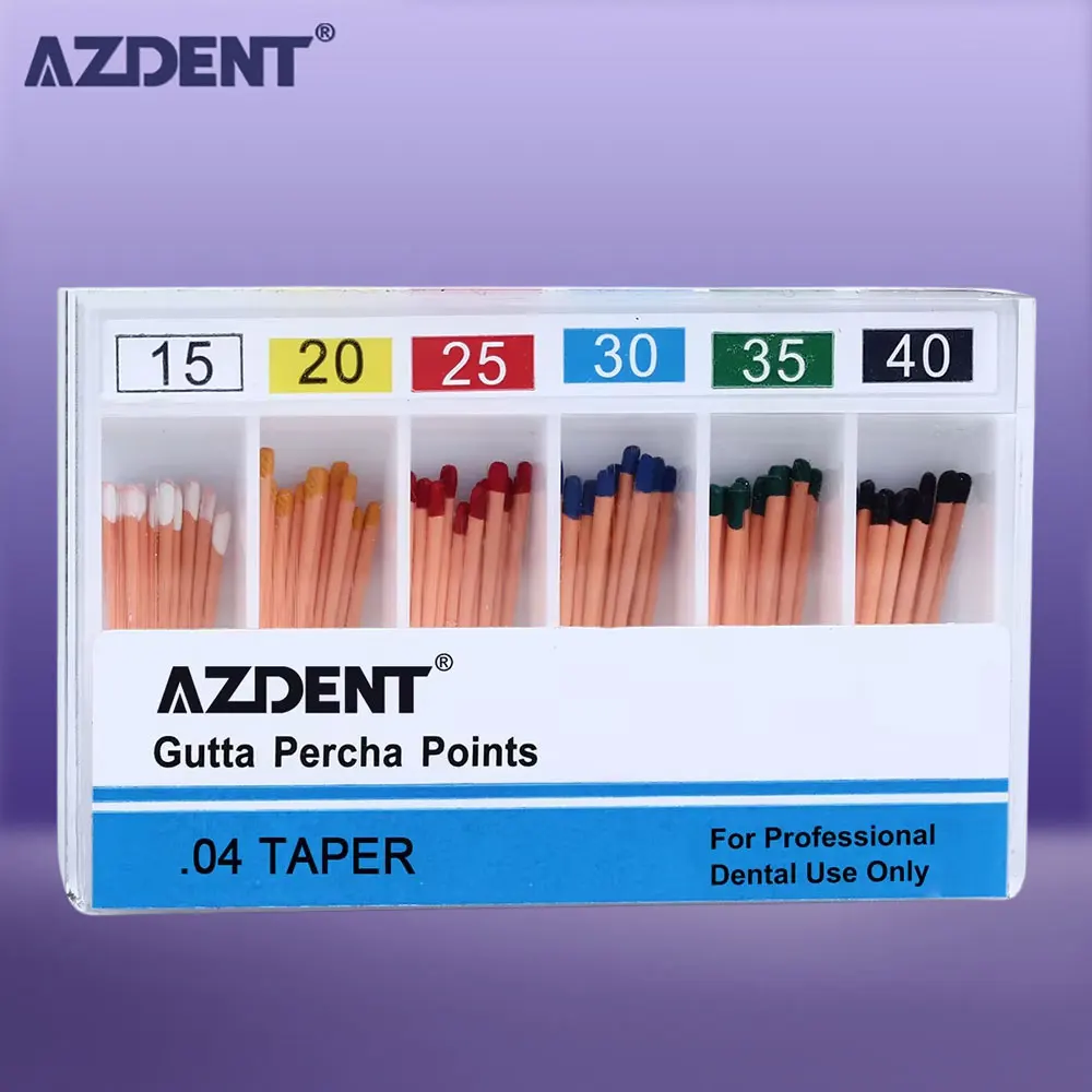 60Pcs/Box Dental Gutta Percha Points AZDENT Gapadent Gutta Percha Points Taper0.04 Size 15#/20#/25#/30#/35#/40#/15-40#