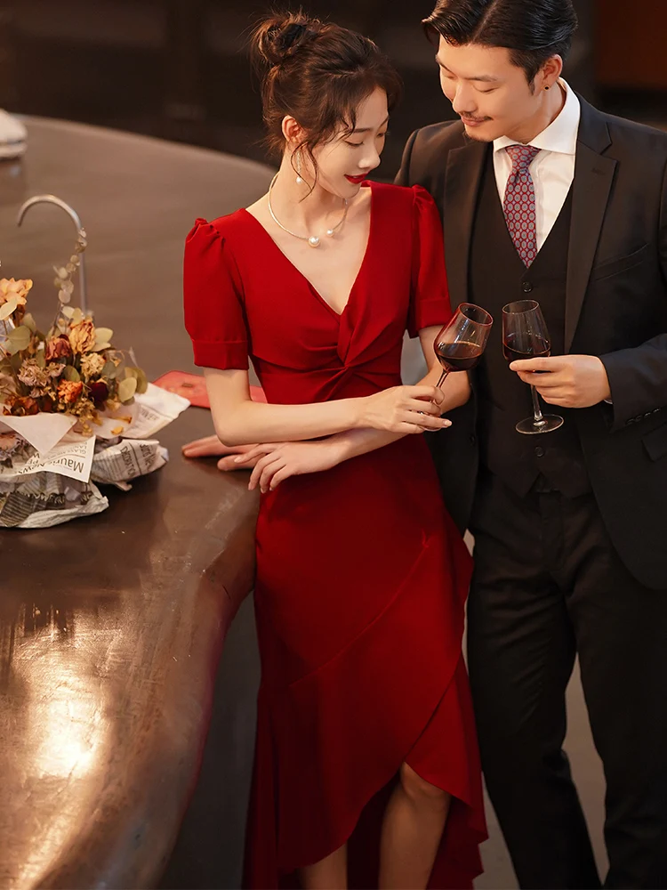 

Ele Fi Tail Wedding Dr Long Evening Gown for Women Cusizable Bridal Return Home Par Dr Polyester Fabric