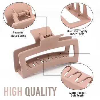 5palcové extra velké sponky na husté a dlouhé vlasy, balení 4 kusů XL Jumbo sponek na vlasy, nadměrné matné, protiskluzové obdélníkové vlasy 10 nejlepší prodej velké sponky do vlasů - №8