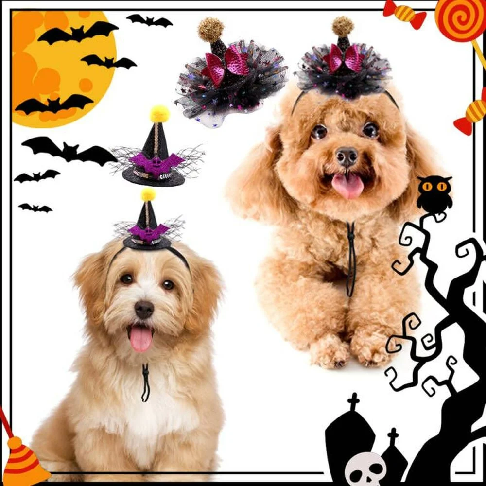 1PCS Halloween Decorate Dog Cat Caps Adjustable Dog Hats Witch Hat/Caps Pumpkin Patterns Pet Supplies Dog Puppy Hair Accessories