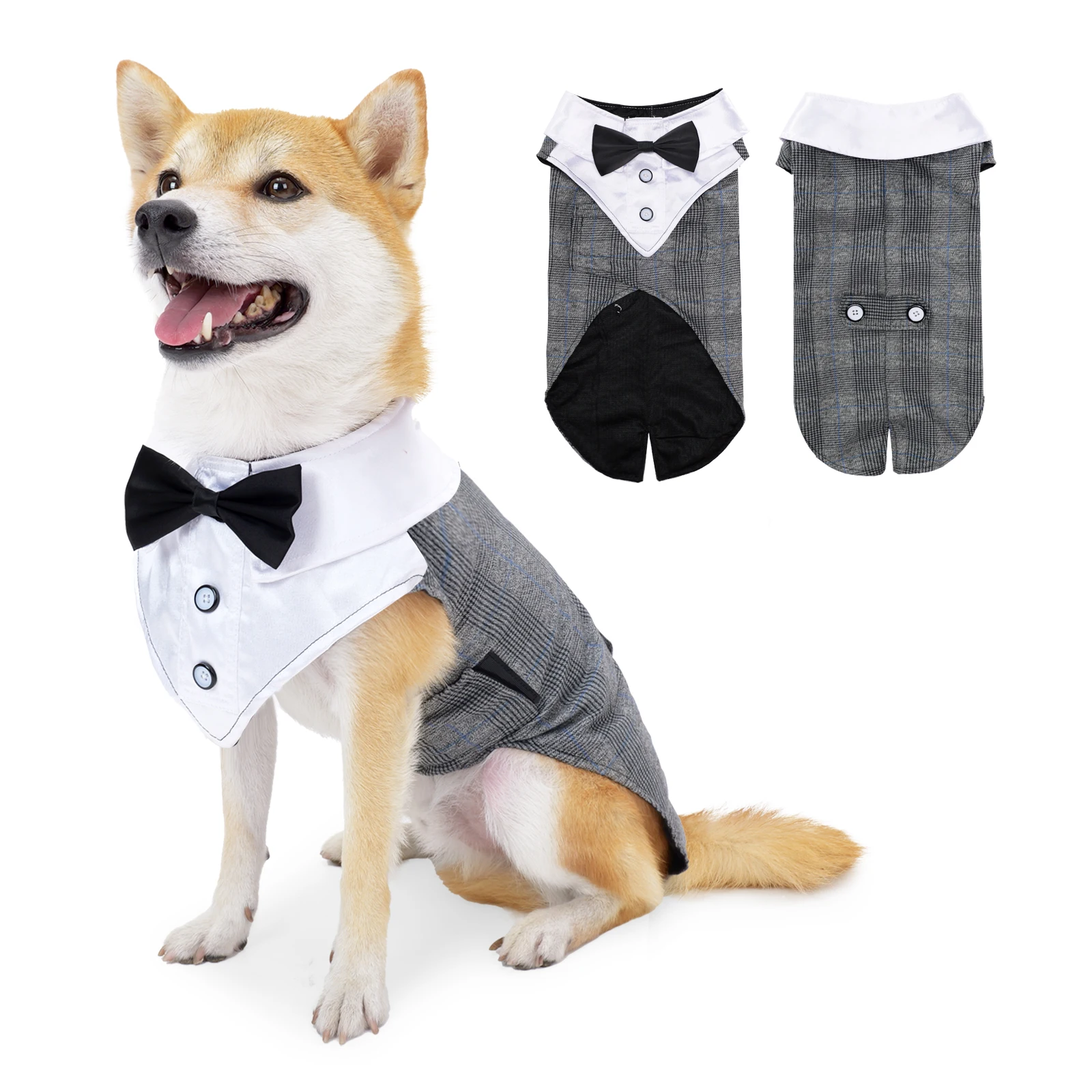 Dog Tuxedo Suit, Dog Prince Wedding Bow Tie Shirt Formal Dog Wedding Attire for Large and Medium Dogs Golden Retriever Samo
